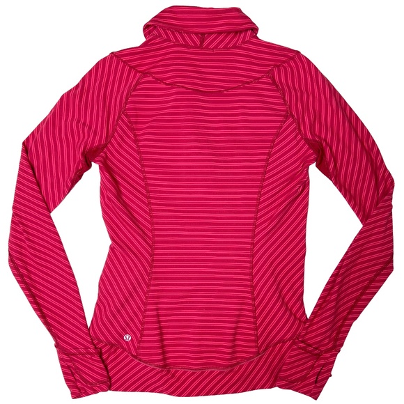 Lululemon Think Fast Pullover in Stripe Deepest Cranberry Size 8 - Picture 10 of 12
